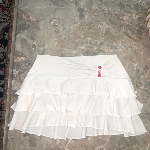 ABERCROMBIE & FITCH Vintage Y2K White Ruffle Skirt Pink Buttons S - Picture 6 of 6